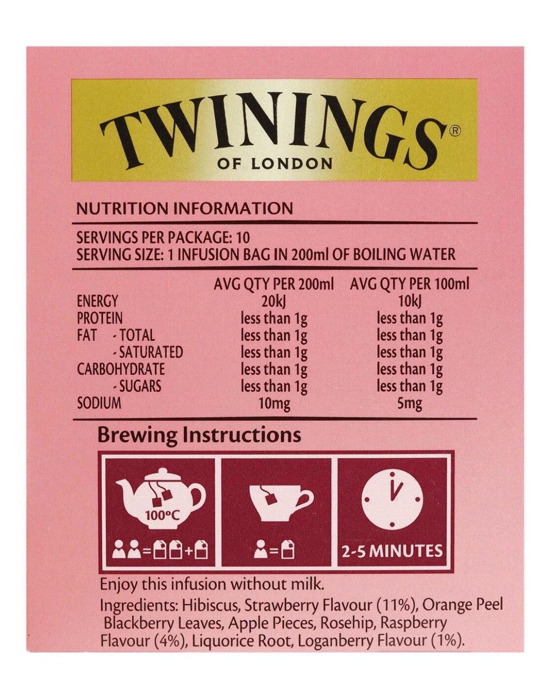 Twinings Raspberry Strawberry & Loganberry Tea Bags 10pk review and price