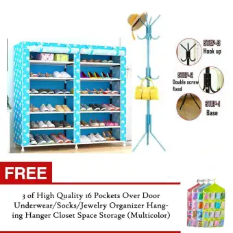 6 Tier Double Cabinet Shoe Rack Storage Cabinet Organizer And 12