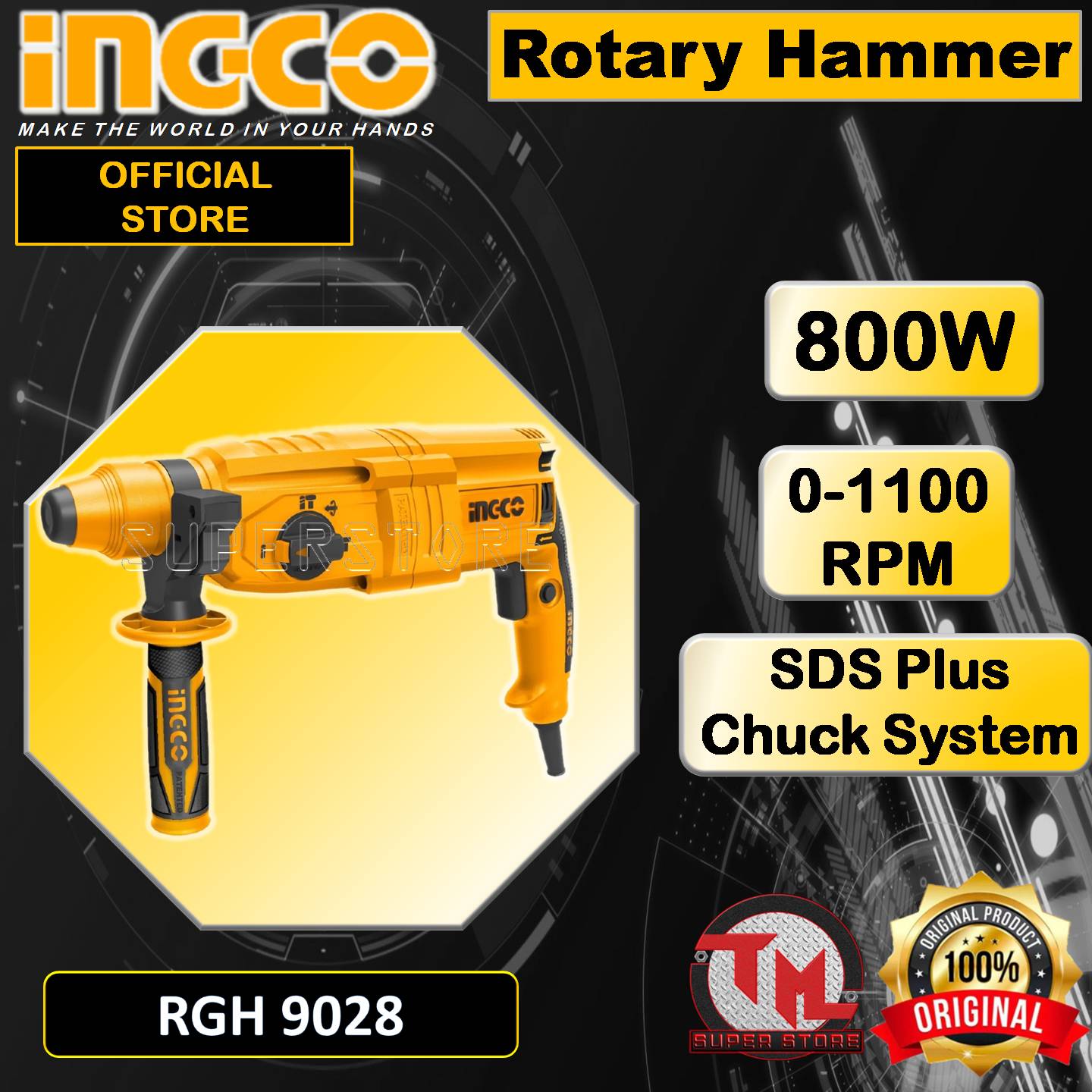 INGCO Rotary Hammer 800W RGH9028 • Tm ss Lazada PH