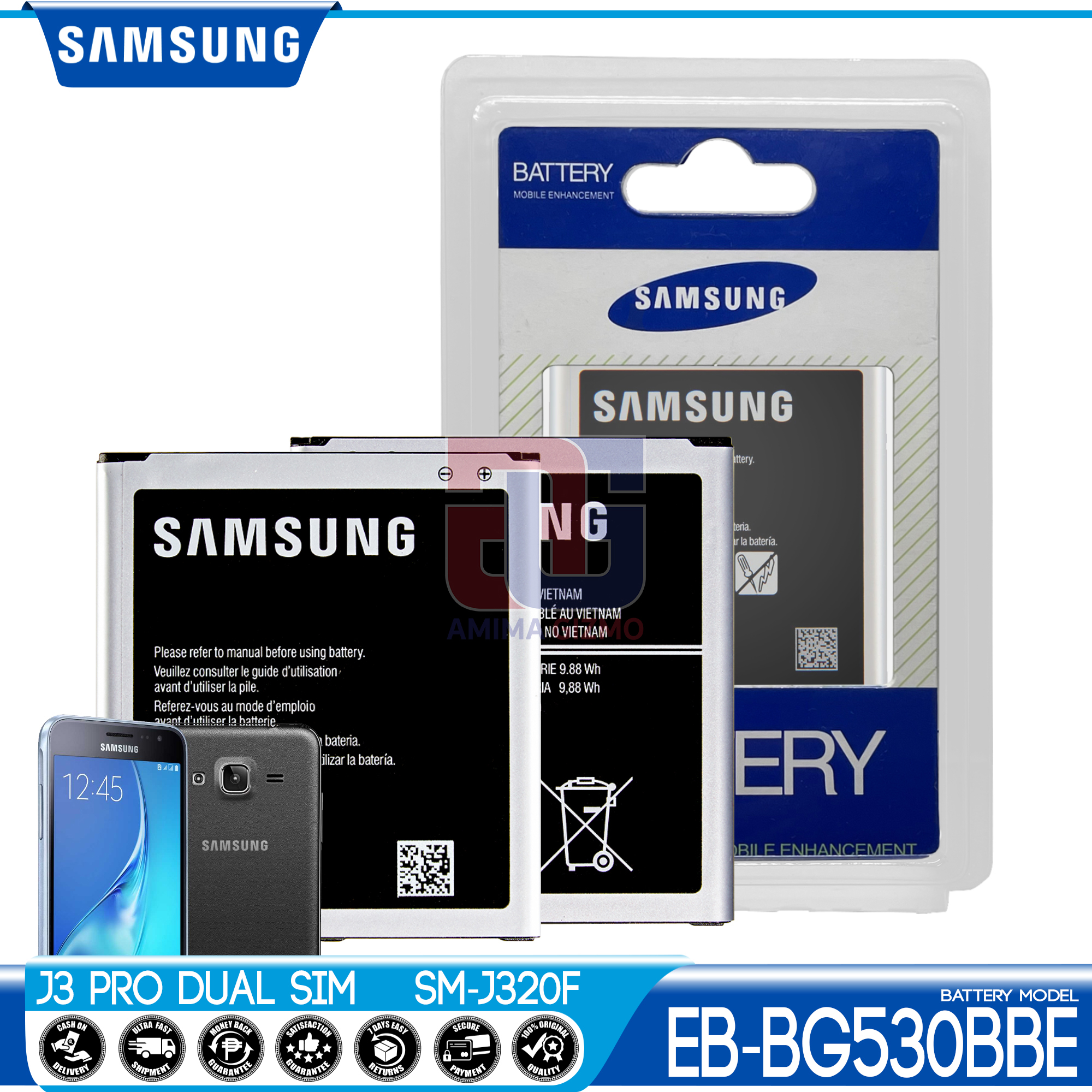 Samsung Galaxy J3 Pro Battery Original Quality And Capacity Model Eb Bg530bbe Fit For J3 Pro Grand Prime J2 Prime J2 16 J3 16 J5 15 On5 G530 Removable Replacement Li Ion Batteries Support