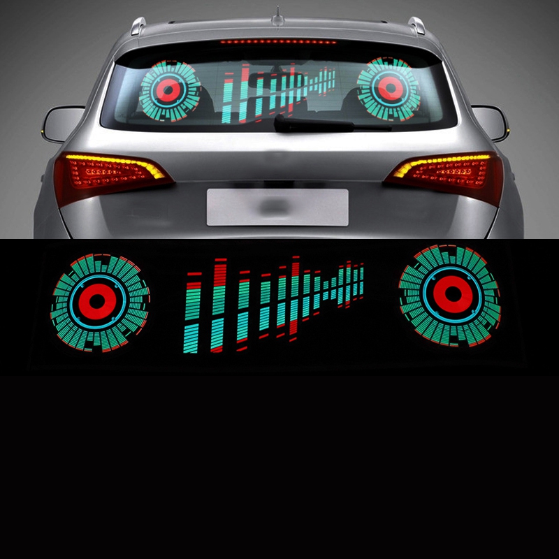 ที่บังแดดหน้ารถยนต์ LED อีควอไลเซอร์เปิดเสียง Neon EL จังหวะดนตรีแฟลชสติกเกอร์หลอดไฟจัดแต่งทรงผมกล่องควบคุม