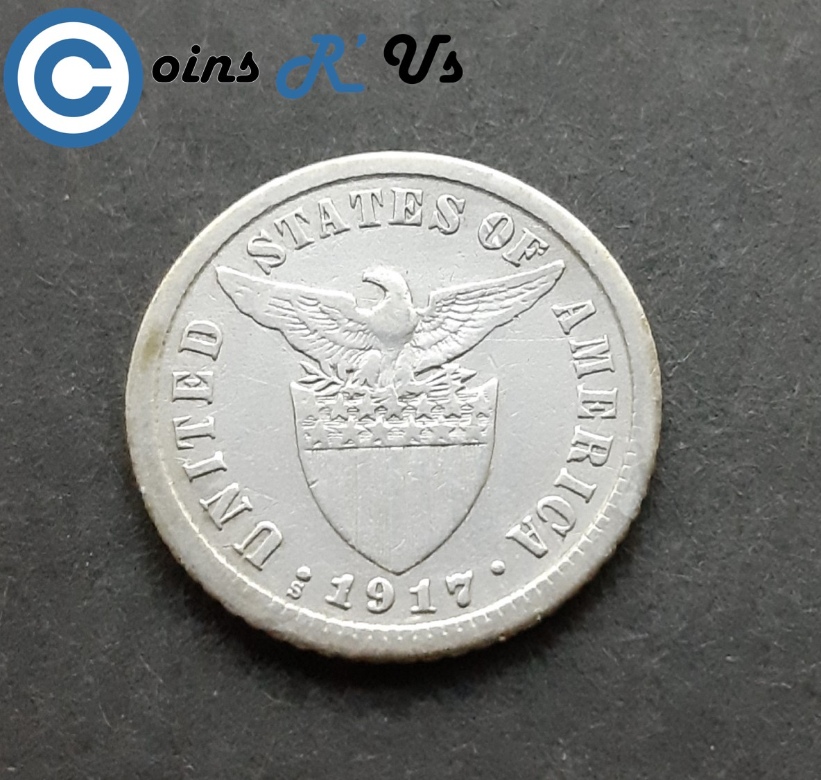 1917 10 Centavos Coin US - Philippine Series Silver Coin