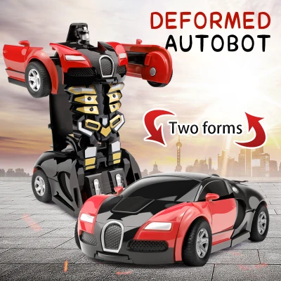 Kids Inertia Cars Robot for Kids Transform Robot Toys with One-Button Deformation Play Vehicle Gift for Boys and Girls