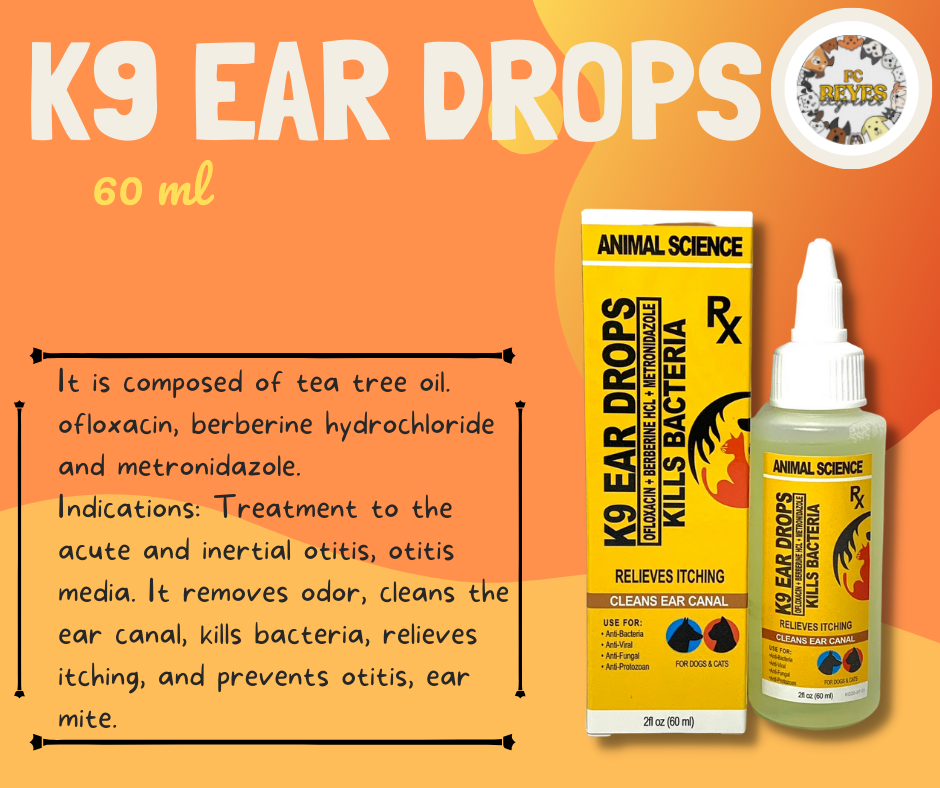 FC REYES] Animal Science K9 Ear Drops 60ml for dogs cats Lazada - Main Image