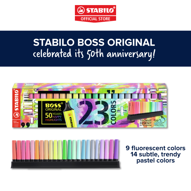 STABILO BOSS Original Highlighter Set, 50th Anniversary Desk Set, 23-Colors