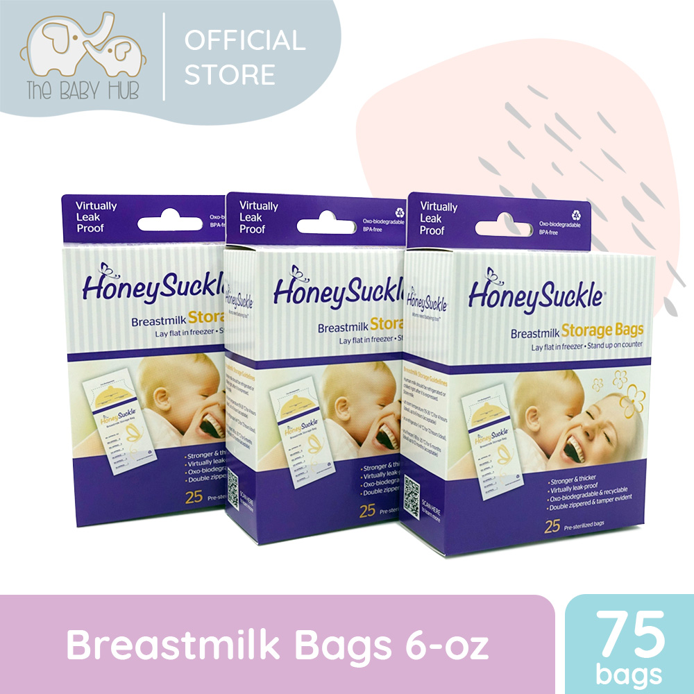 Honeysuckle Breastmilk Storage Bag 75 bags (Pack of 3) Bpa And