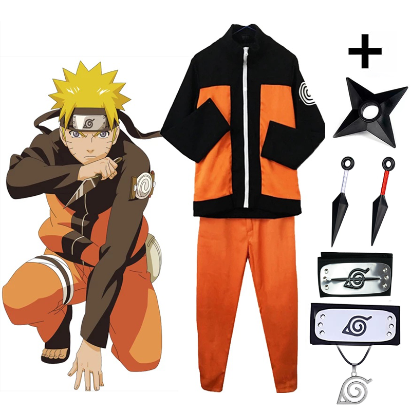 Japanese Anime NARUTO Uzumaki Naruto Cosplay Costume Wig Set Ninja