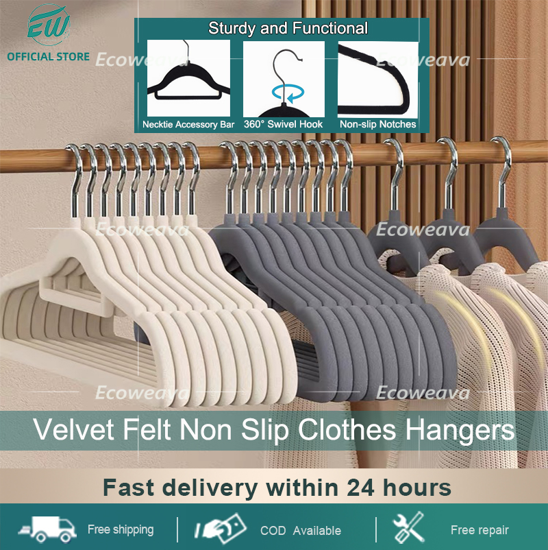 20pcs Simple Beige Velvet Hangers With Non-slip Felt, Sturdy Heavy Duty  Coat Hangers Space Saving, Rod Hook Rotate 360 Degrees