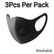 3PCS Per Pack Washable Pitta Mask with Filter and Valve With Invisible Pattern Design