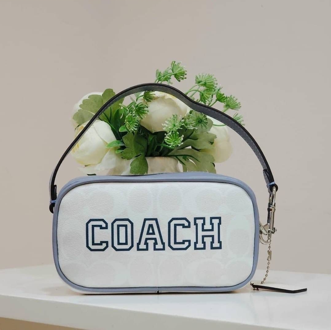 Authentic Coach Jamie Wristlet In Signature Canvas With Varsity Motif