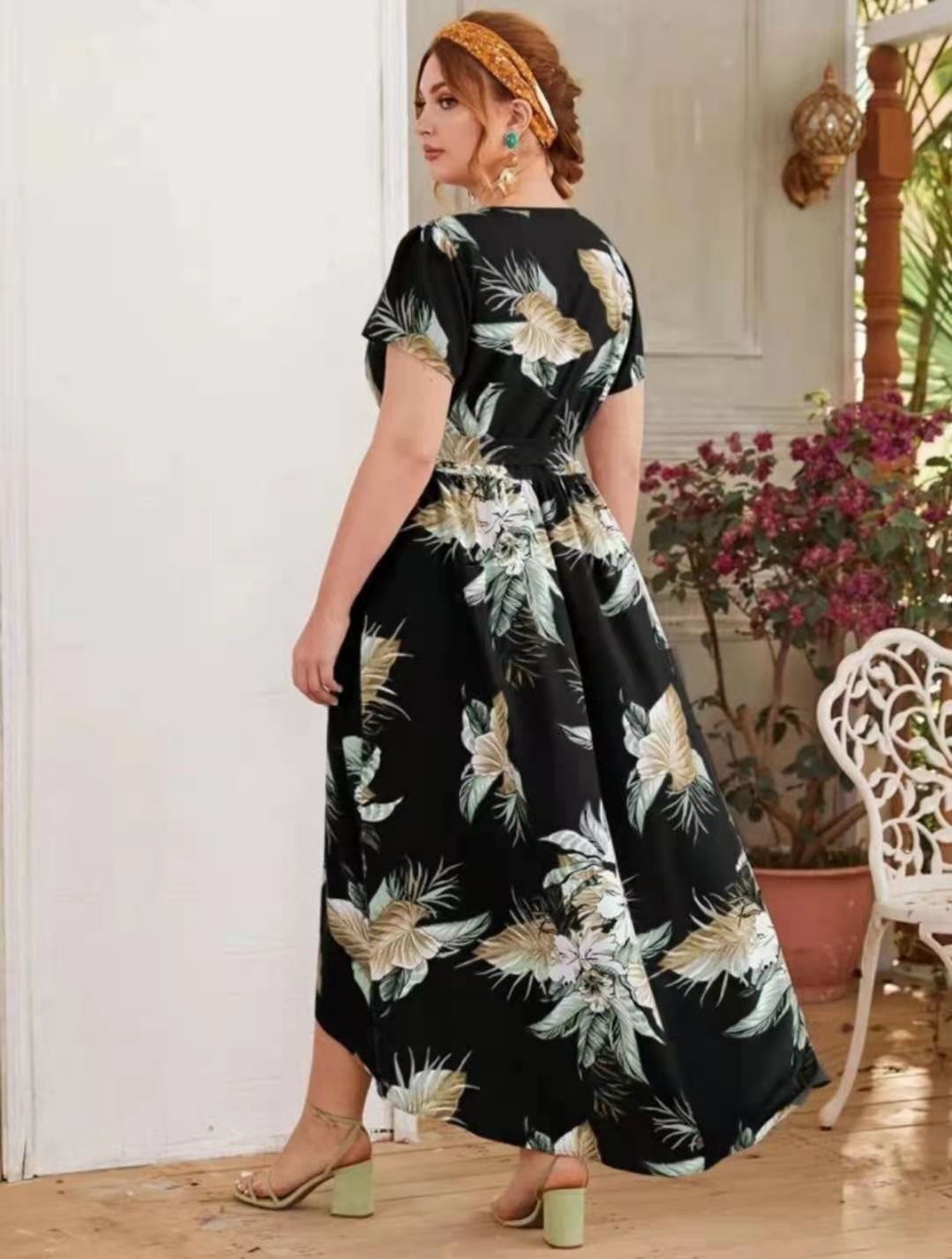 Plus Size Elegant Classic Bohemian High Waist Style Aline Floral