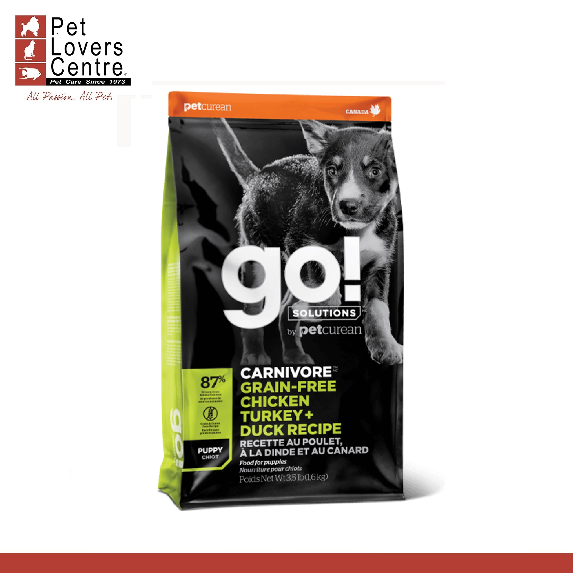 Go! Petcurean Dog Dry Food Puppy Carnivore Chicken Turkey Duck 1.6 kgs