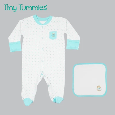 Tiny Tummies Sleepsuit With Washcloth With Print - (SLW- 5156)