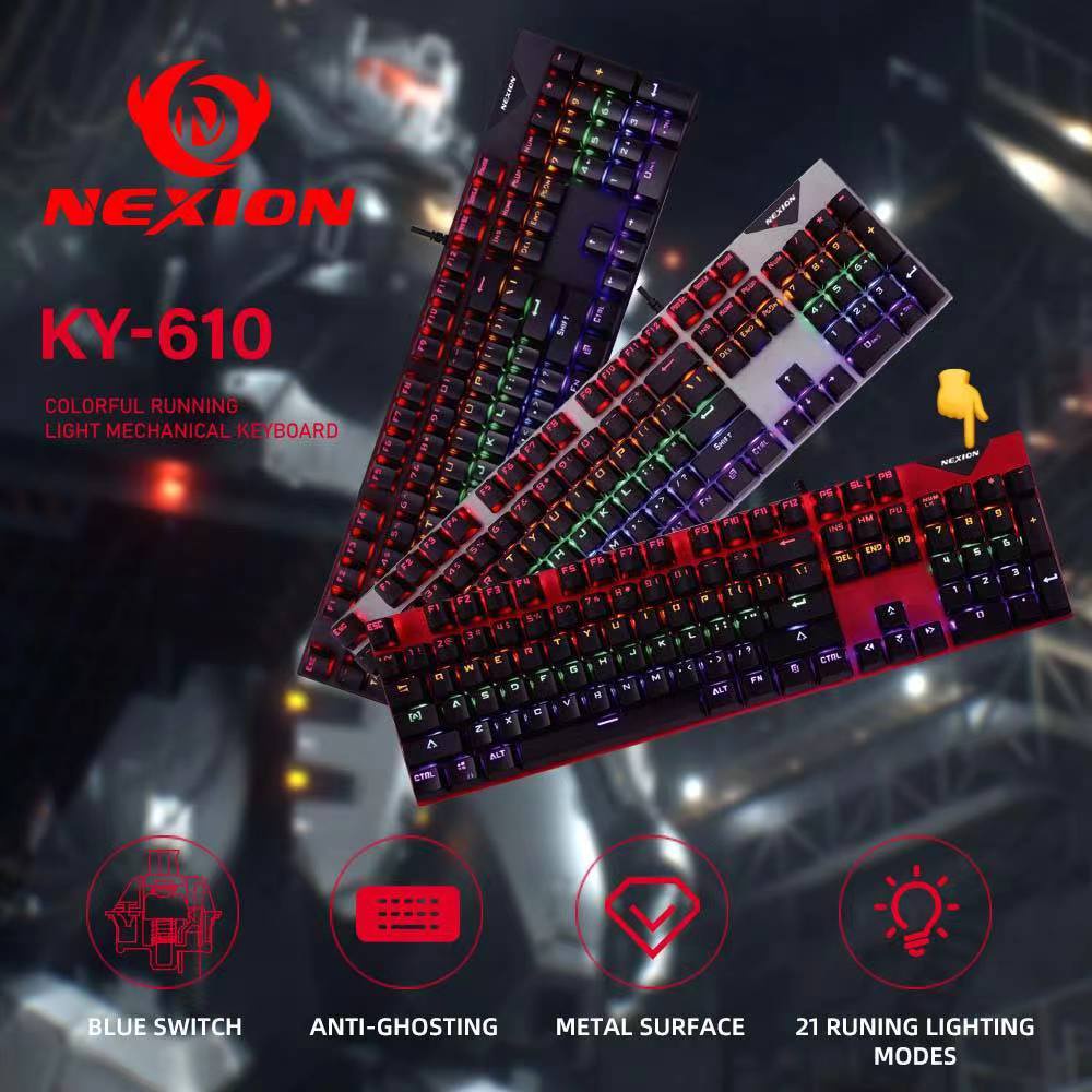 NEXION KY610 RGB Mechanical Keyboard Light Changing Color 20 RUNNING