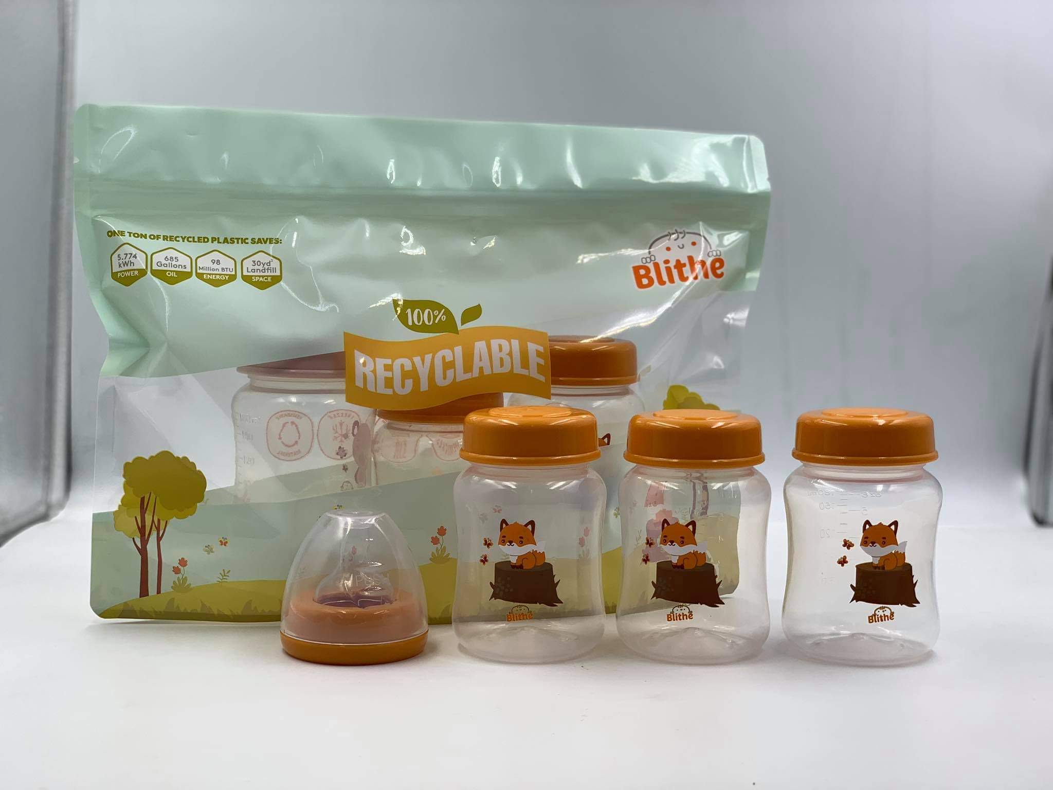 blithe 6oz 4pcs wideneck breastmilk storage wide neck bottles