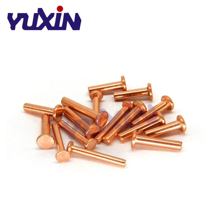 100Pcs Brass Solid Rivets GB109 M2.5xL Flat Head Copper Rivets Solid Brass Rivet 2.5mm Diameter