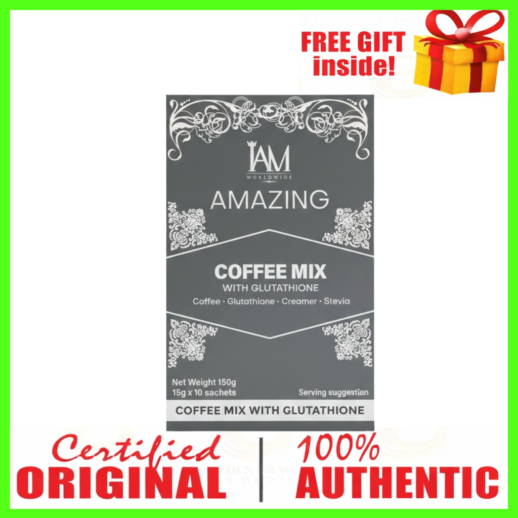IAM WORLDWIDE Amazing Coffee Mix with Glutathione 1 Box 10 Sachets