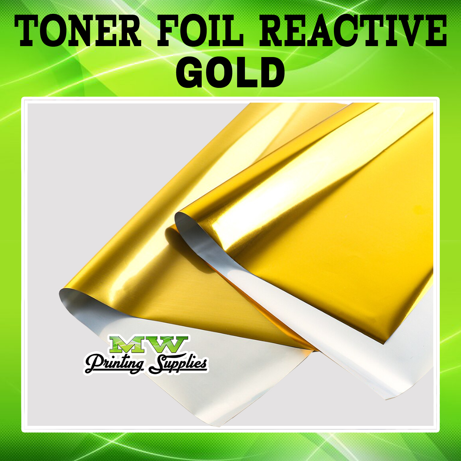 Gold Toner Reactive Foil for Invitation / Hot Foil for Stamping / Laser  Foil Transfer for invitation, product label, scrapbooking, gift card, arts  nd craft, MW Printing Supplies