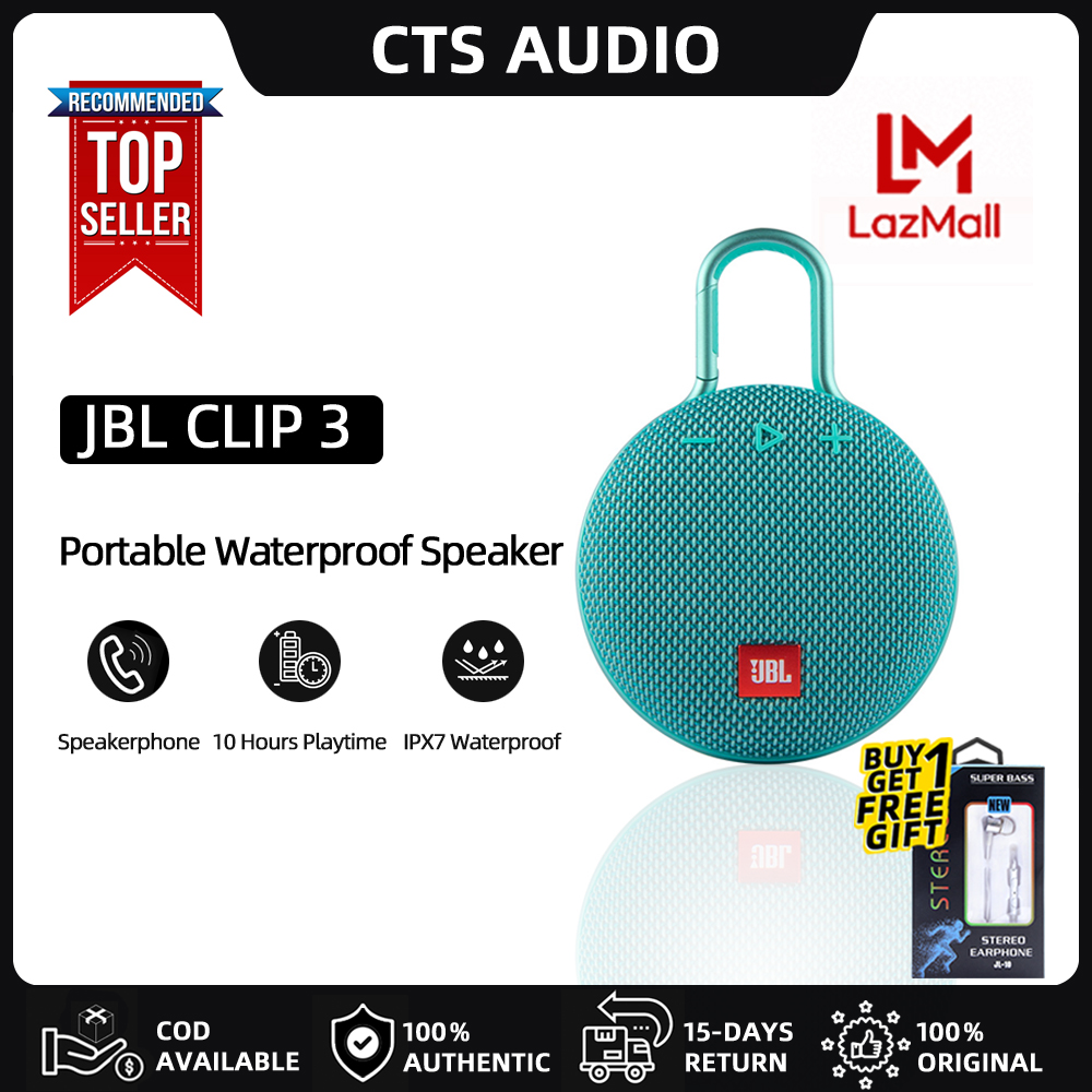 JBL Clip 3 Portable Bluetooth Speaker iPX7 Waterproof / 10 Hours