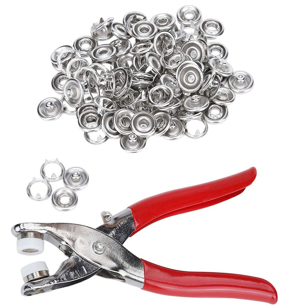 50 Sets Snap Fasteners Kit Tool 9.5mm Metal Snap Buttons Rings with