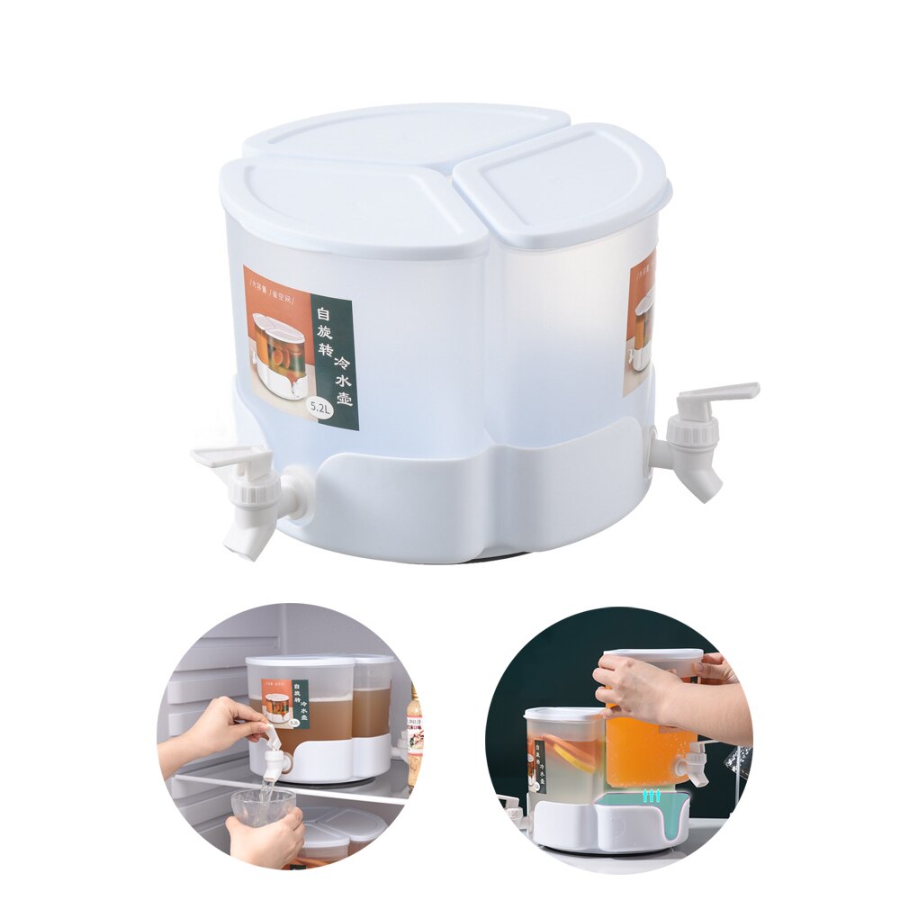 5.2L Upgraded Beverage Dispenser With Tap, Rotatable Refrigerator Cold