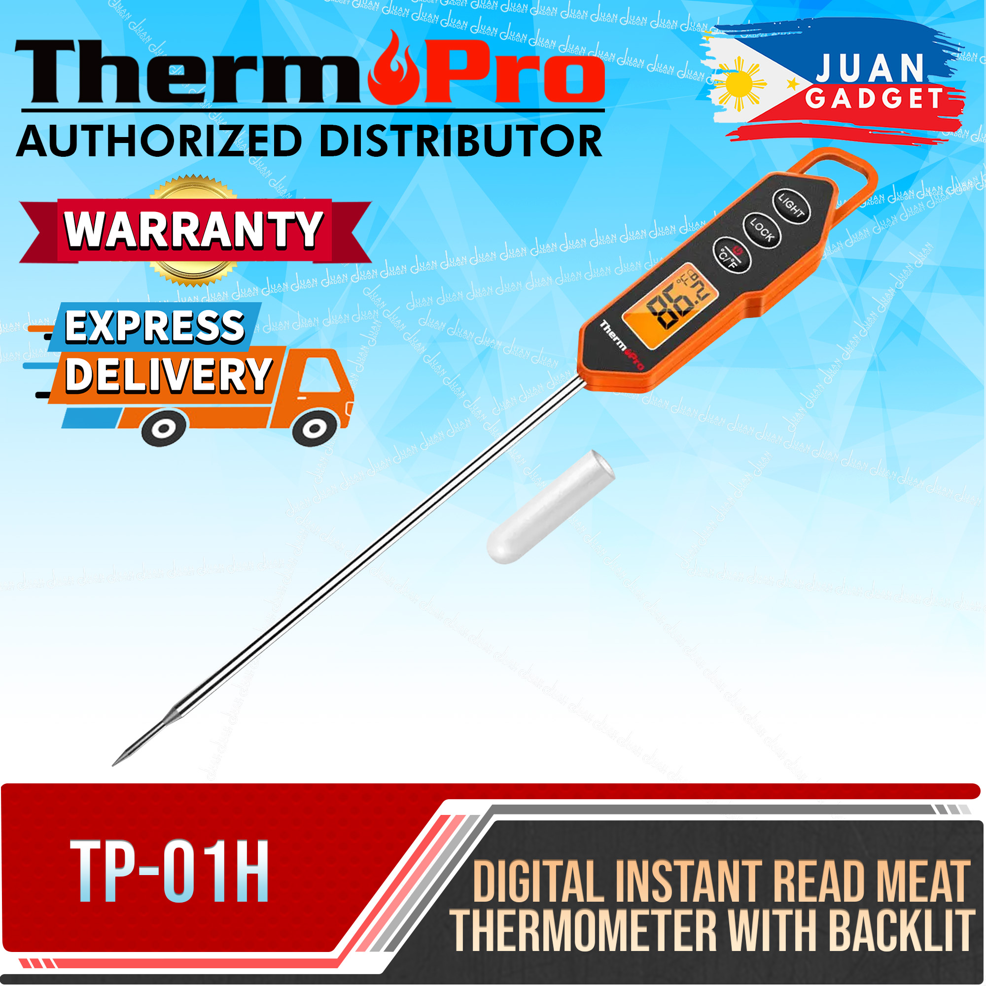 ThermoPro TP03A Instant Read Meat Thermometer Digital Cooking Food with  Long Probe for Grill Kitchen BBQ Smoker, JG Superstore