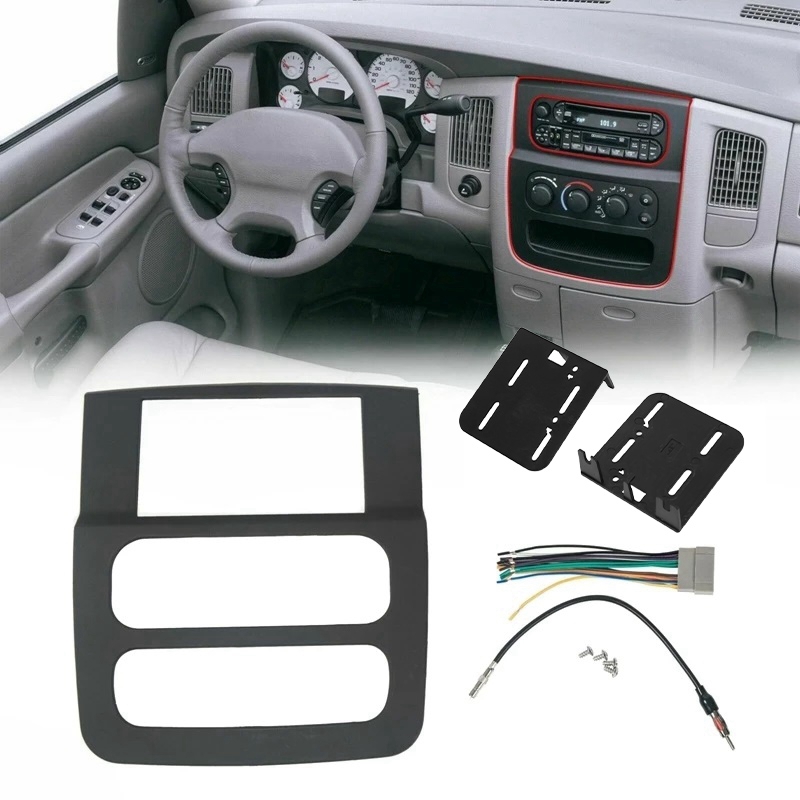 2 Din Car Stereo Radio Panel Frame DVD Panel Audio Mounting Dash Kit Adapter for Dodge Ram 2002-2005