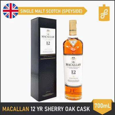 Macallan 12 Year Old Sherry Oak Highland Single Malt Scotch Whisky 700mL