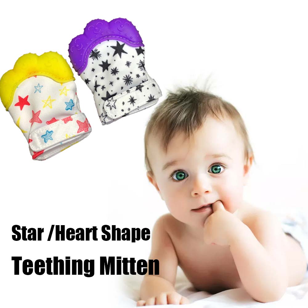 QVPYP Chewable Anti-Eating Hand หัวใจเด็กทารก Star ถุงมือฝึกกัดซิลิโคนถุงมือเด็ก Mitt ดัมมี่ของเล่น