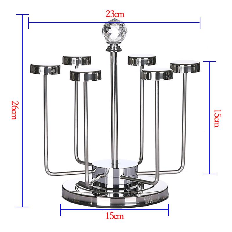 Phong Cách Châu Âu Sáng Tạo Thép Không Rỉ 6 Đầu Xoay Giá Úp Cốc Kệ Để Ly Cốc Lộn Ngược Cống Kính Cốc Phù Hợp Với