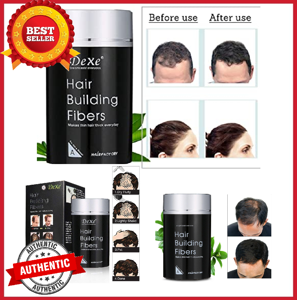 ONE-STOP SHOP Authentic Dexe Hair Building Fiber. DEXE Hair Building Fibers  Instant Hair Volume 22g (BLACK) Dexe Black Colored Hair Building Fibers -  Thickening Fiber for Women and Men - Hair Loss