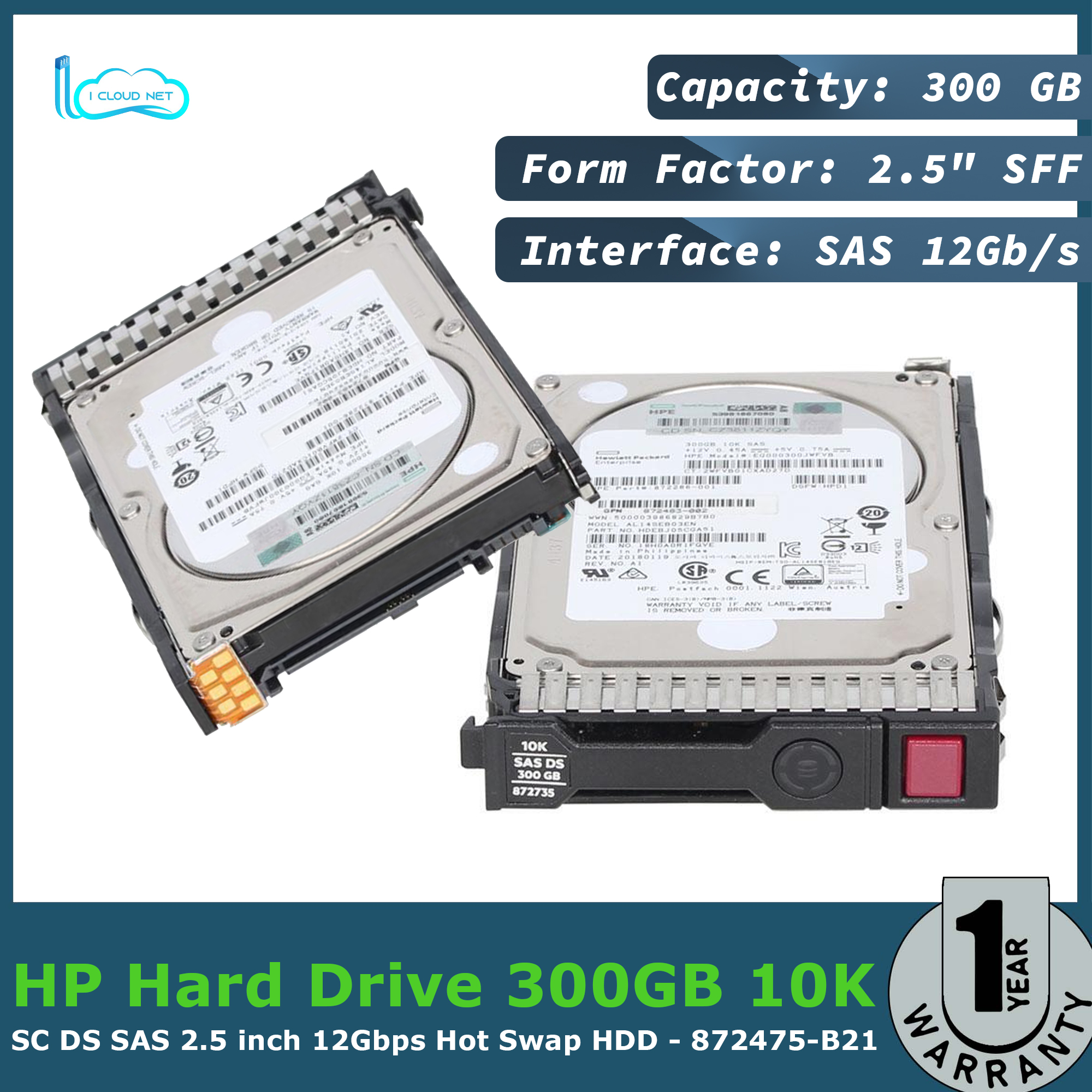 HP Hard Drive 300GB 10K SC DS SAS 2.5 inch 12Gbps Hot Swap HDD