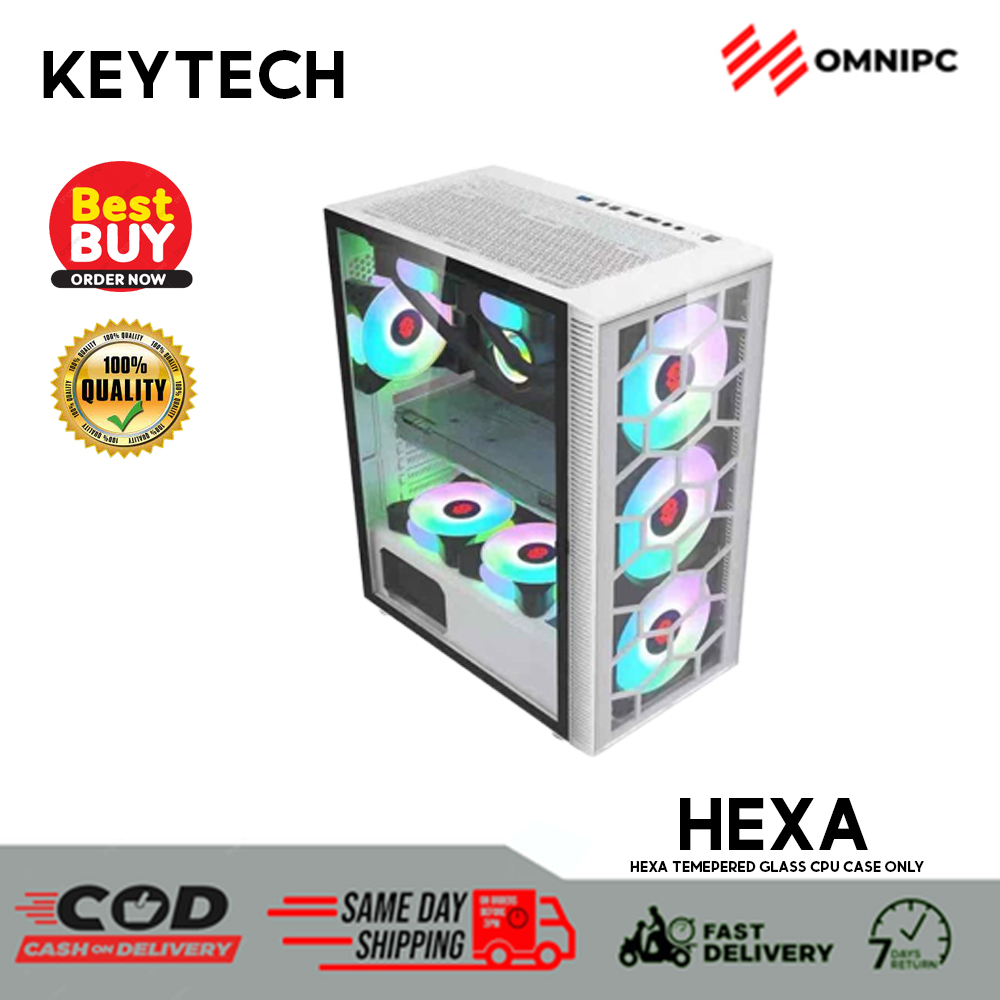 OMNIPC Best Buy KEYTECH HEXA Mid Tower Gaming Case Tempered Glass ...