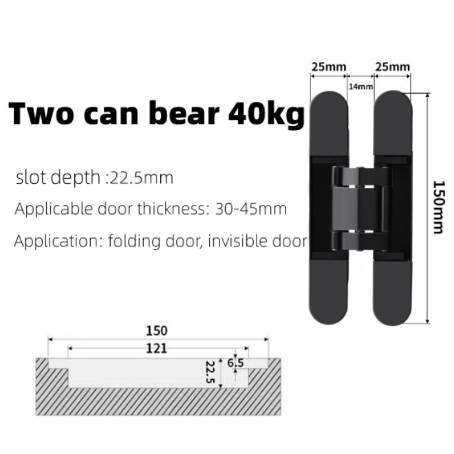 Hidden Door Hinges 2PCS Invisible Hinges Concealed Hinges Zinc Alloy