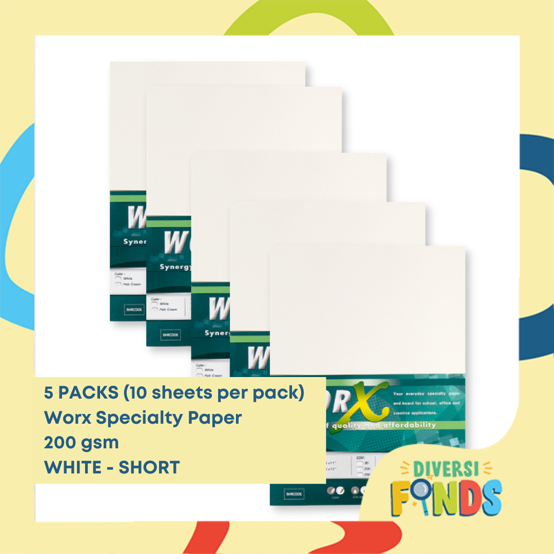 5 PACKS Worx Specialty / Board Certificate Paper 200gsm White / Pale