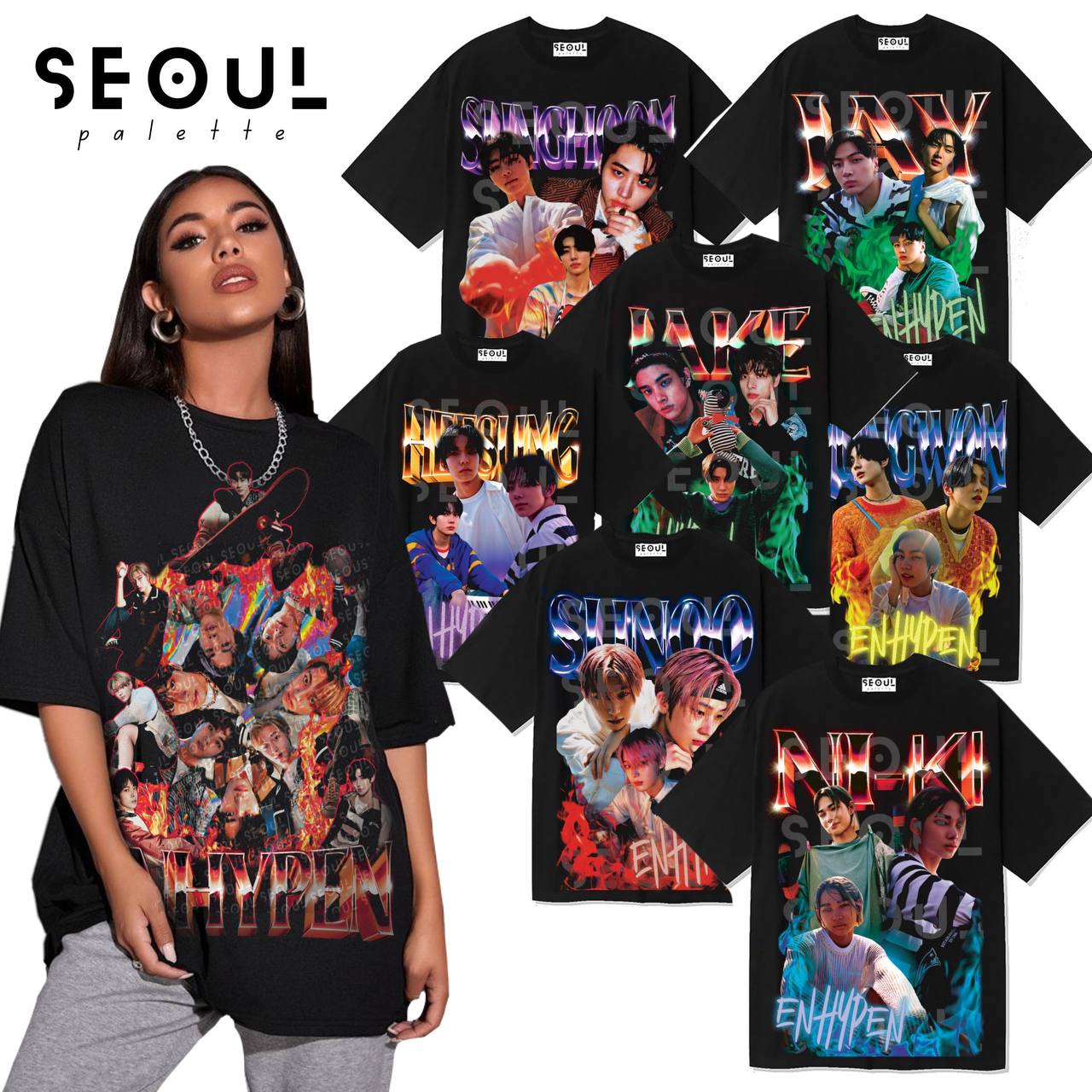 ARTIST, KPOP, ENHYPEN JERSEY, HEESEUNG JAY JAKE SUWOO JUNGWON NI KI  SUNGHOON T SHIRT DESIGN