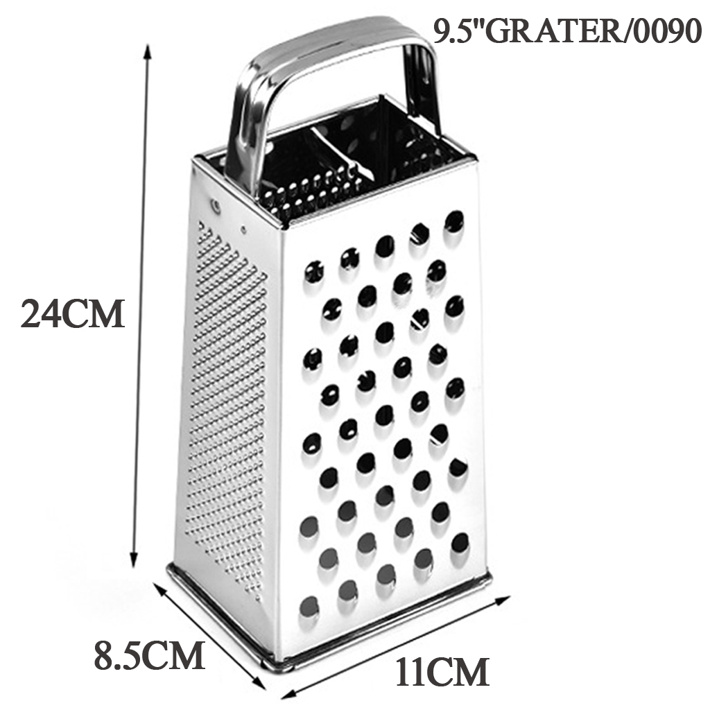 4-Sided Stainless Steel Box Cheese Carrot Food Grater Shredder 21.5*8.5cm  Silver