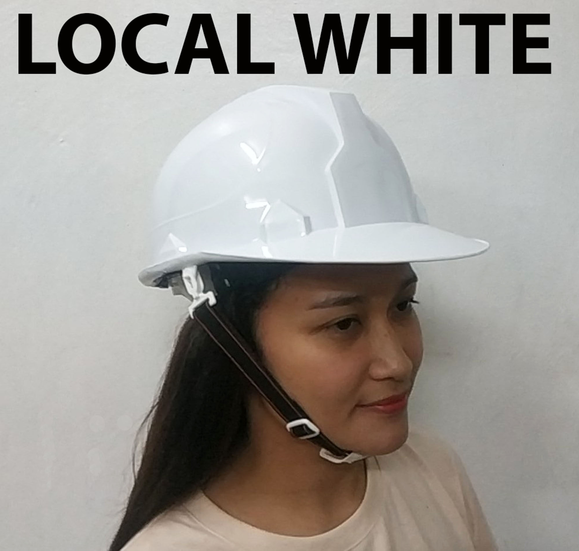 MANILA LOCAL HARD HAT WITH LINER AND CHIN STRAP HELMET ( WHITE COLOR