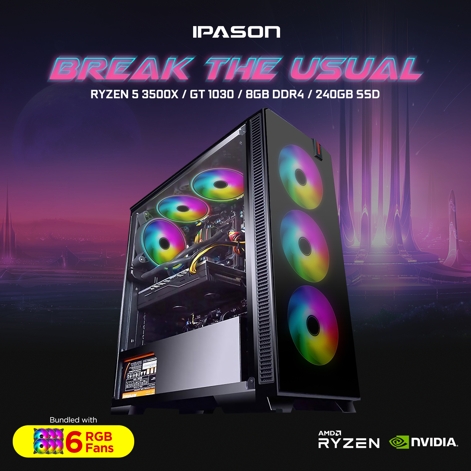 Ipason New Product Ryzen 5 3500x 6 Core 6 Threads 3600 6 Core 12 Threads 7nm 3 6ghz Rtx 3060 60 Gtx 1660 Super 6g Gt 1030 2g Ddr4 3000 8g 240g Ssd Gaming Desktop Computer Lazada Ph