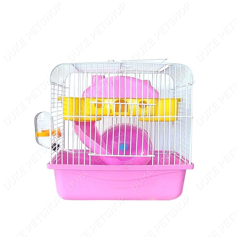 Hamster Cage with Running Wheel Water Bottle Food Basin Pet House Mice