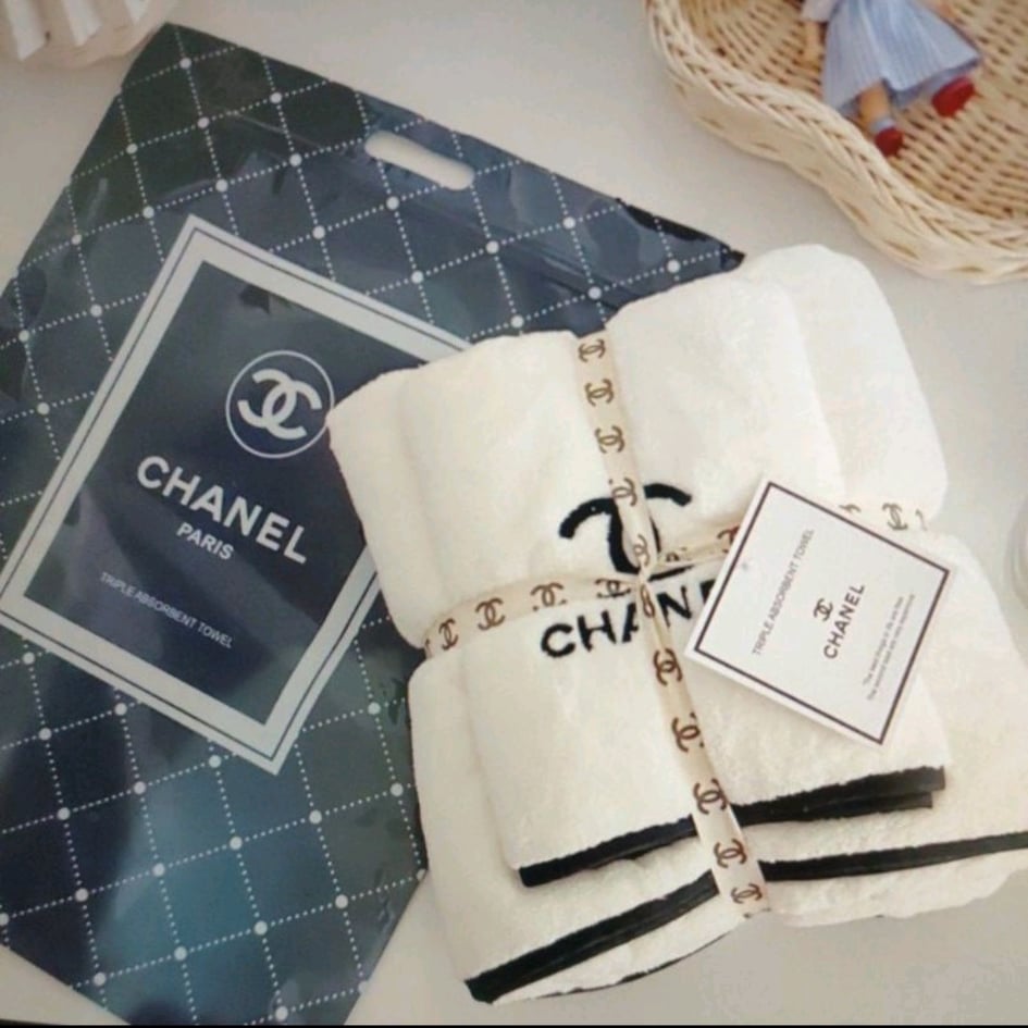 CHANEL Towel 2 in 1 , Quick Dry Towel, Embrodered Design