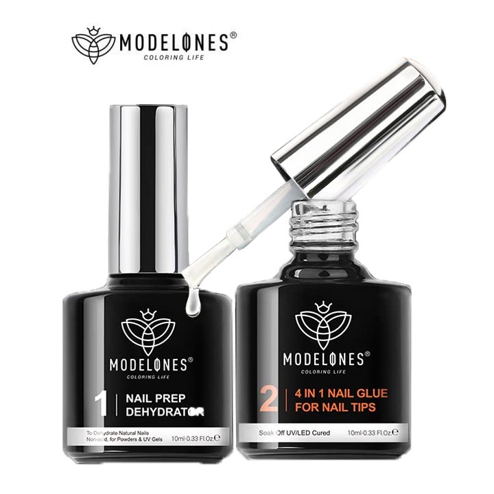 Modelones Acrylic Nail Kit 4 in 1 Nail Glue Gel Nail Prep Dehydrate