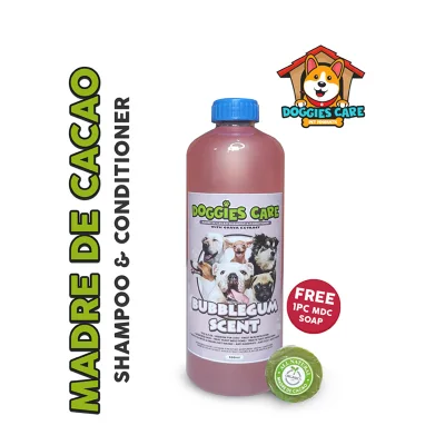 Madre de Cacao Shampoo & Conditioner with Guava Extracts 500ml - Bubble Gum Scent FREE MDC SOAP 1pc only Anti Mange, Anti Tick and Flea, Anti Fungal
