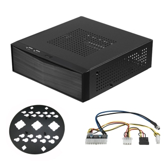 Mini itx case+ 84w 12v power board htpc chassis usb2.0 itx enclosure industrial control chassis with back mount bracket 1