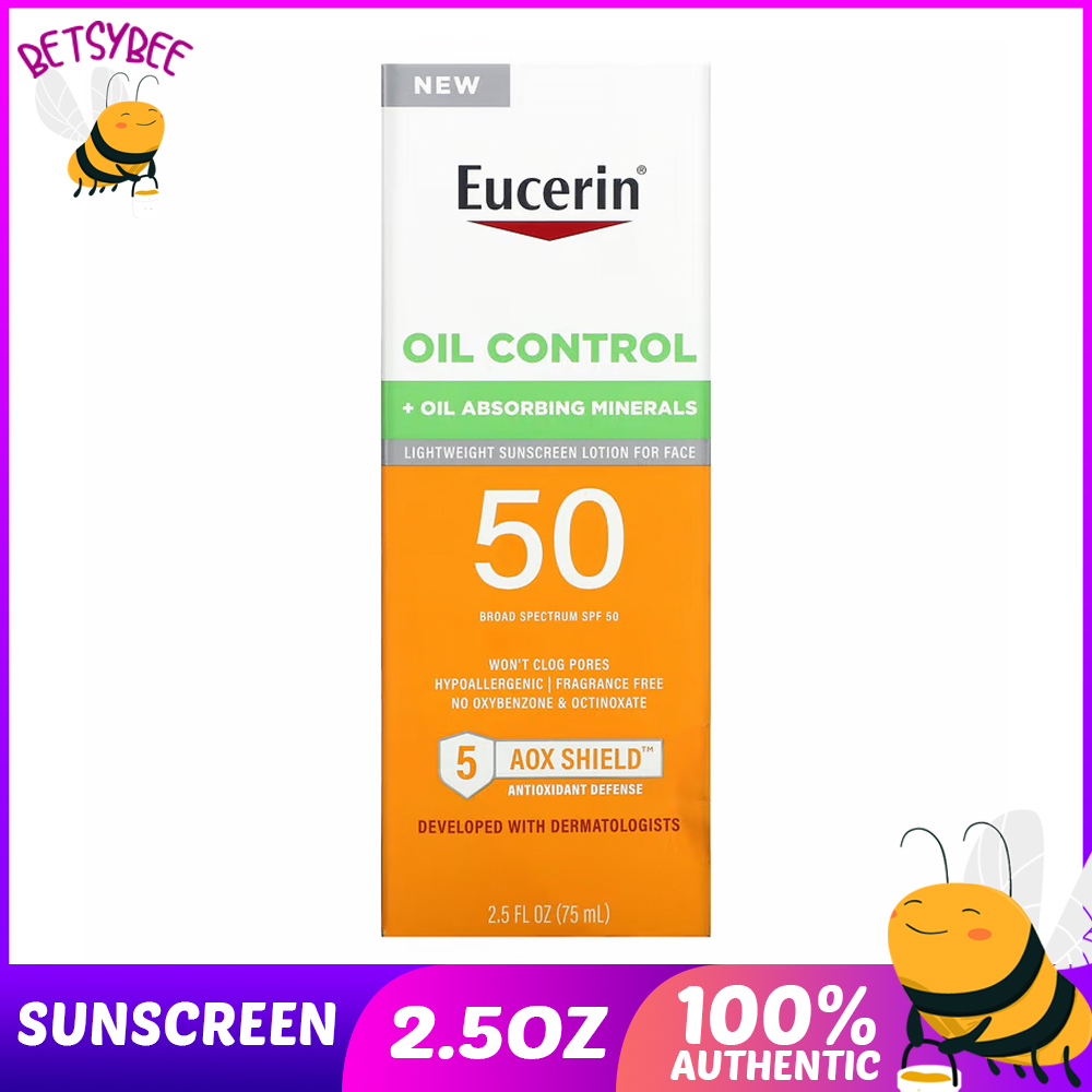 Eucerin Sun Oil Control SPF 50 Face Sunscreen Lotion with Oil Absorbing  Minerals, 2.5 Fl Oz