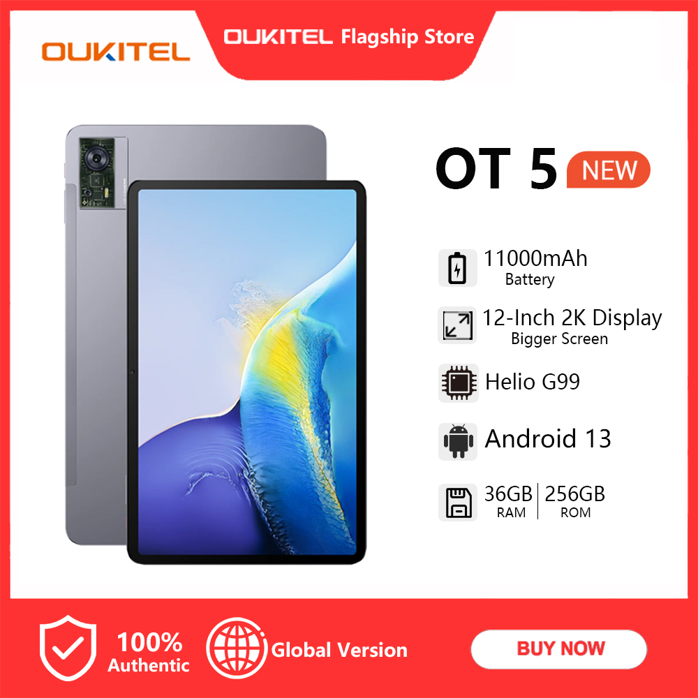 OUKITEL OT5 Tablette 12 Pouces 2K IPS - 36 Go+256 Go 2TF tablette android  13, 11000 mAh Helio G99 Octa-Core Tablette Gaming 16+8MP, Tablette  Tactile/1217 Haut-Parleur * 4/5G WiFi/TÜV/Dual SIM/OTG-Gris : 