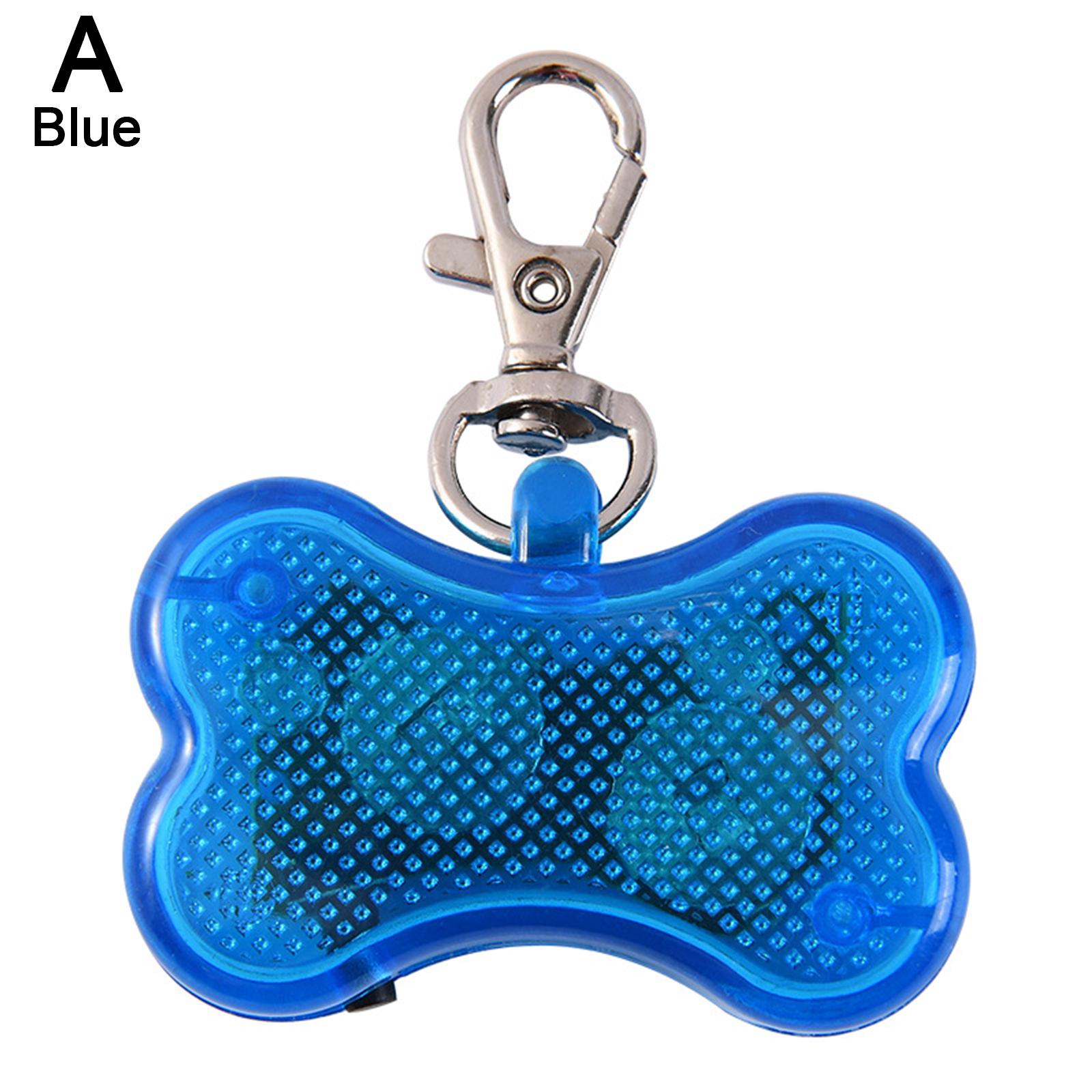 LED Light Up Dog Bone Shape ID Tag Pet Safety Collar For Outdoor