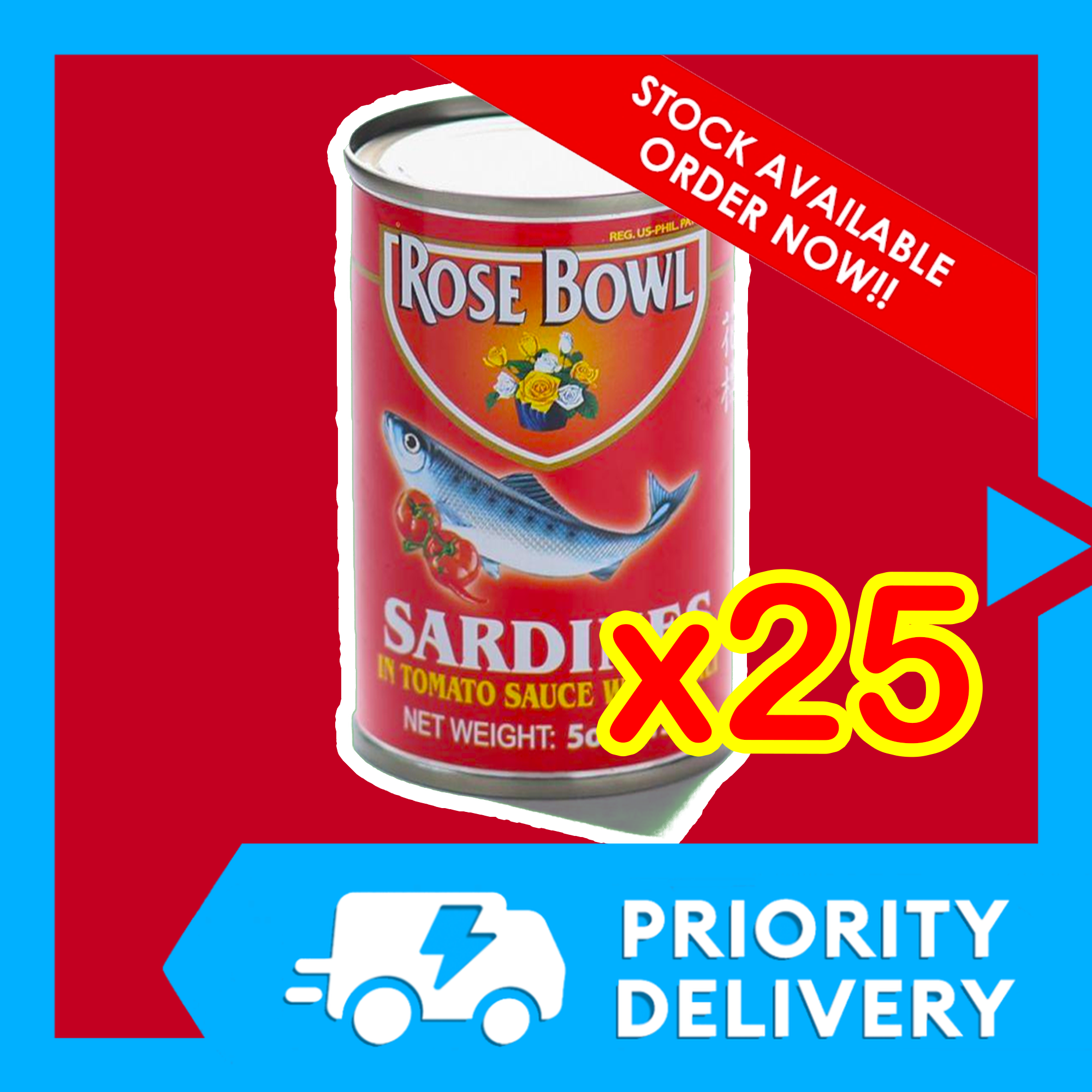 25 cans 155g ROSEBOWL SARDINES CHILI HOT Canned Goods on Sale Rose Bowl