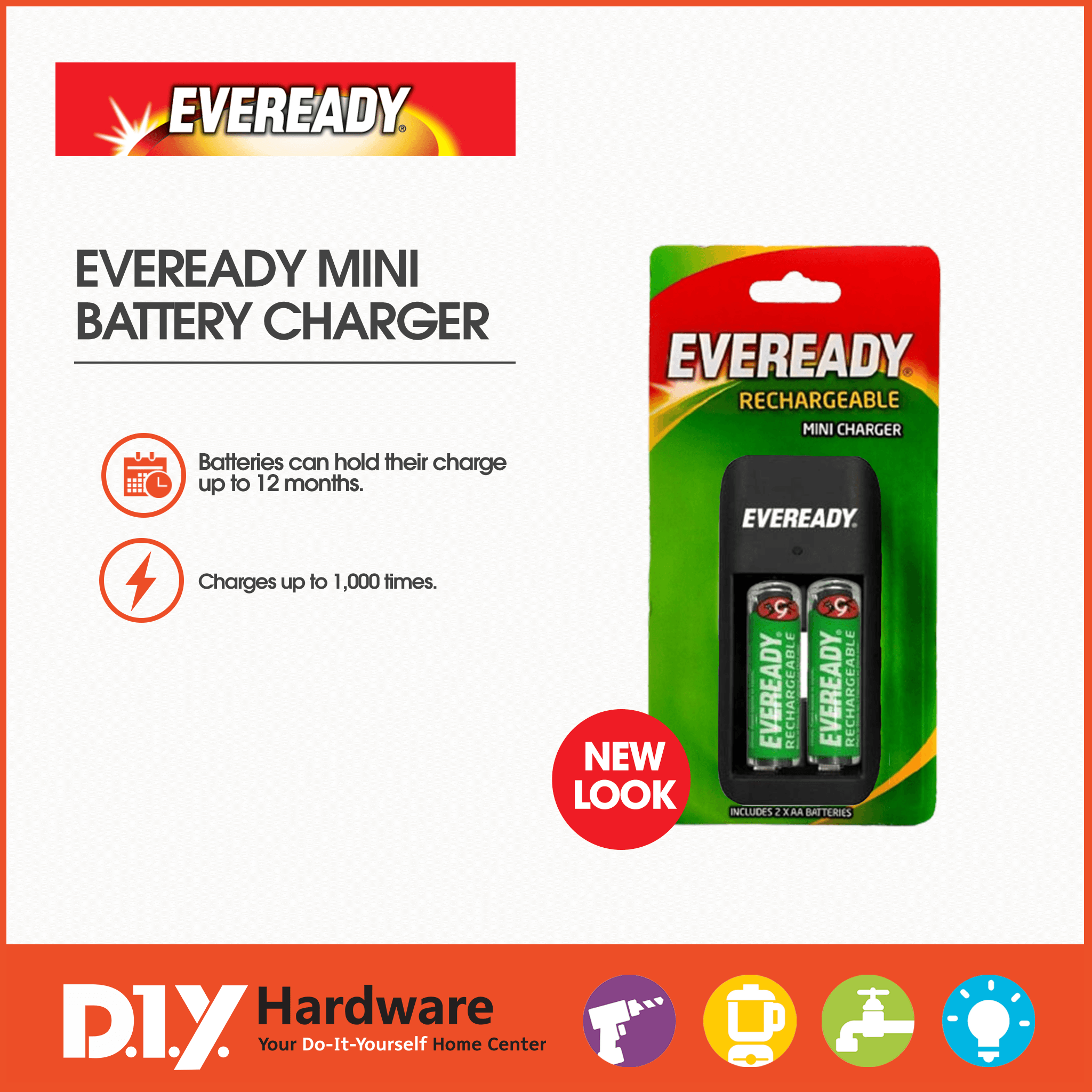 Eveready Mini Battery Charger EV2PC for AA and AAA Batteries Lazada PH