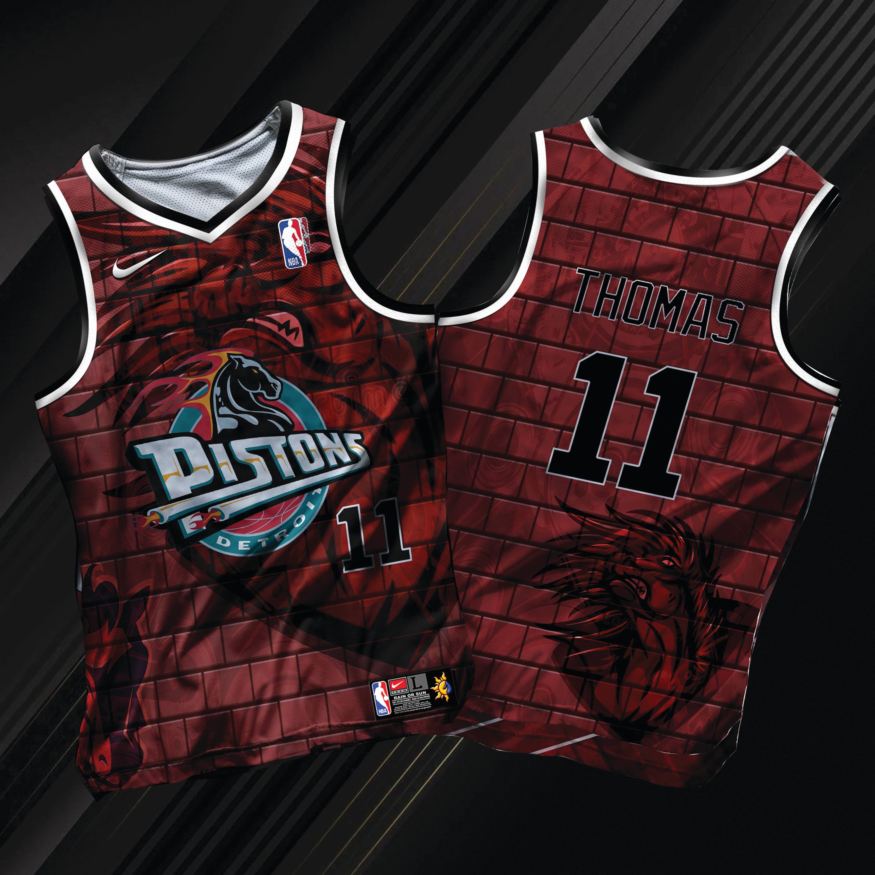 free customize of name and number only PISTONS 03 THOMAS JERSEY full ...